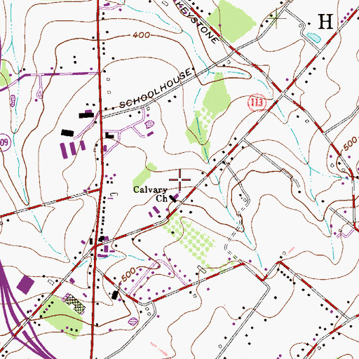 Topographic Map of Calvary Church of Souderton Cemetery, PA
