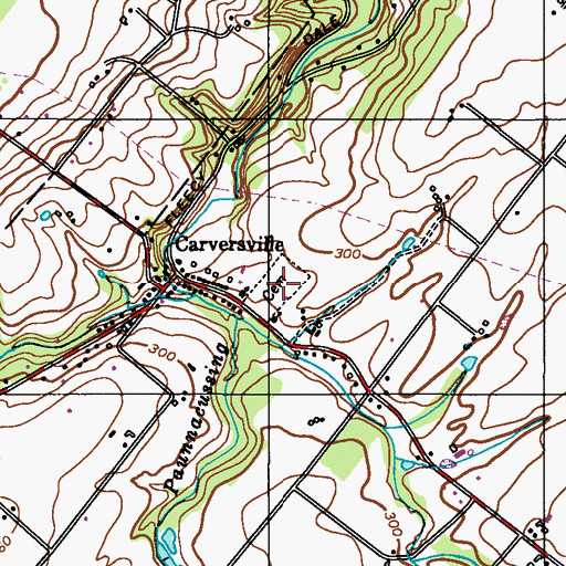 Topographic Map of Carversville Cemetery, PA