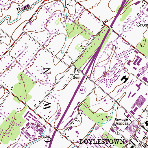 Topographic Map of Doylestown Mennonite Cemetery, PA