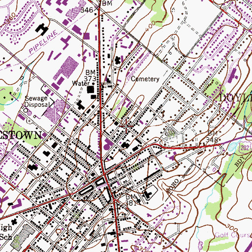 Topographic Map of Doylestown Presbyterian Church Cemetery, PA