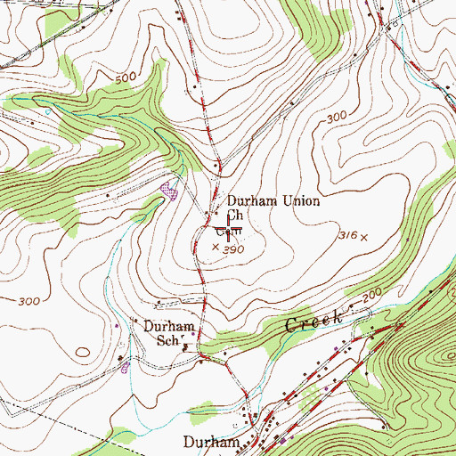 Topographic Map of Durham Cemetery, PA