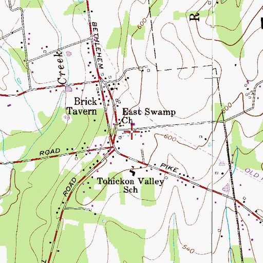 Topographic Map of East Swamp Mennonite Cemetery, PA