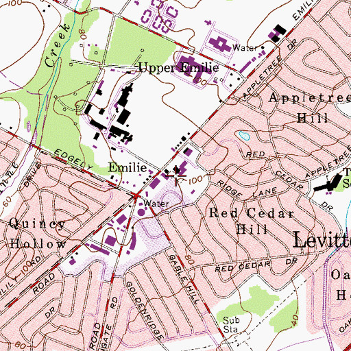 Topographic Map of Emilie United Methodist Church Cemetery, PA
