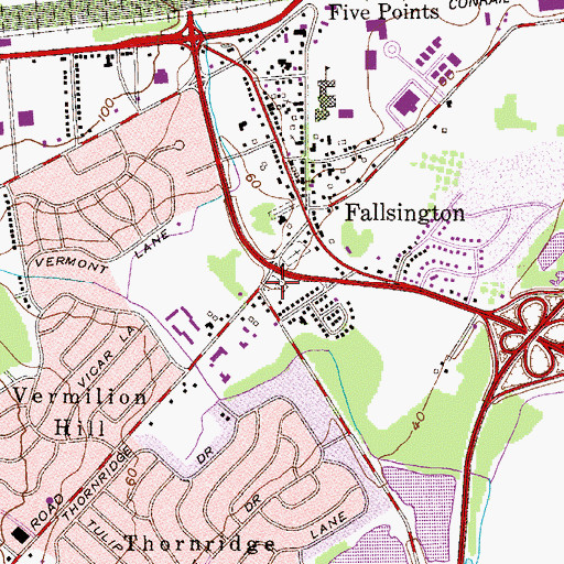 Topographic Map of Fallsington Friends Newer Cemetery, PA