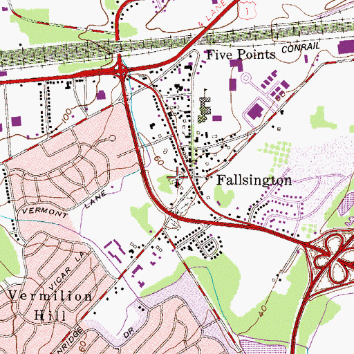 Topographic Map of Fallsington Friends Meeting Cemetery - Orthodox, PA