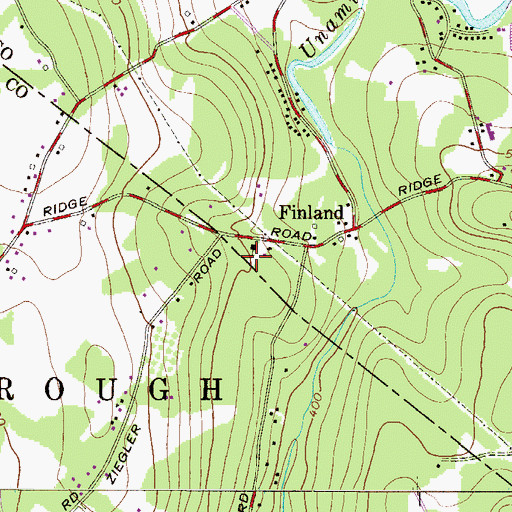 Topographic Map of Finland Mennonite Cemetery, PA