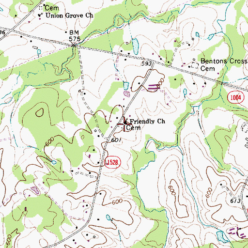 Topographic Map of Friendly Church Cemetery, NC