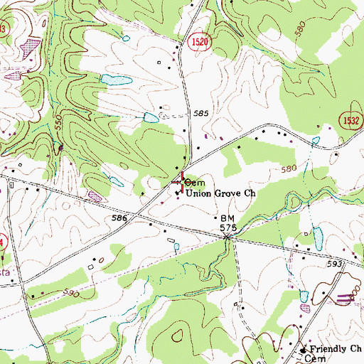 Topographic Map of Union Grove Church Cemetery, NC