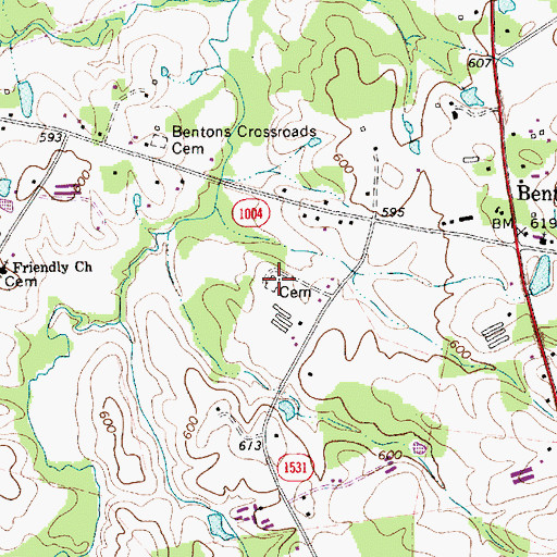 Topographic Map of Benton Family Cemetery, NC