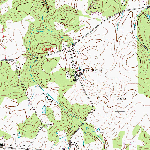 Topographic Map of Walker Grove Church Cemetery, NC
