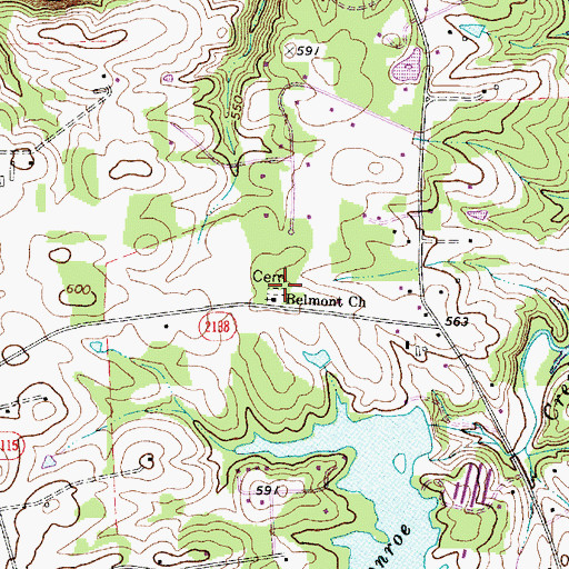 Topographic Map of Belmont Church Cemetery, NC