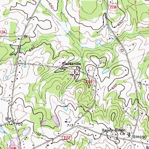 Topographic Map of Clarksville Church Cemetery, NC