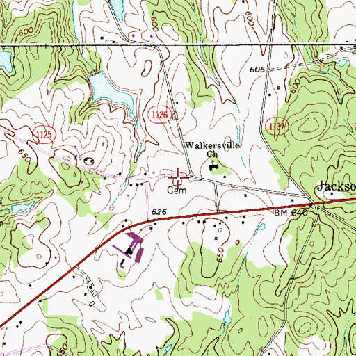 Topographic Map of Walkersville Presbyterian Church Cemetery, NC