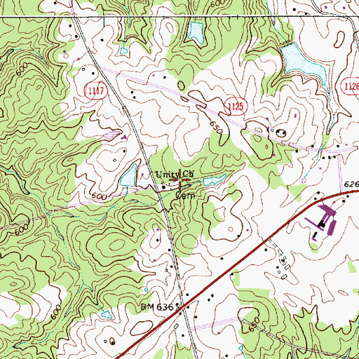 Topographic Map of Unity Church Cemetery, NC