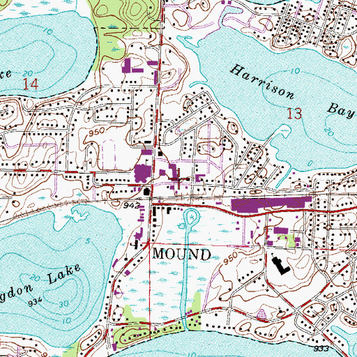 Topographic Map of Mound Post Office, MN