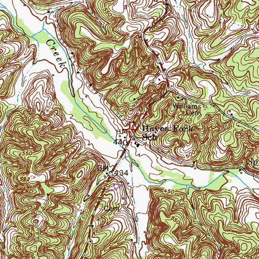Topographic Map of Line Wallace Cemetery, TN