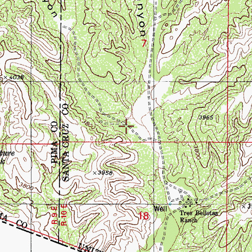 Topographic Map of Coches Canyon, AZ