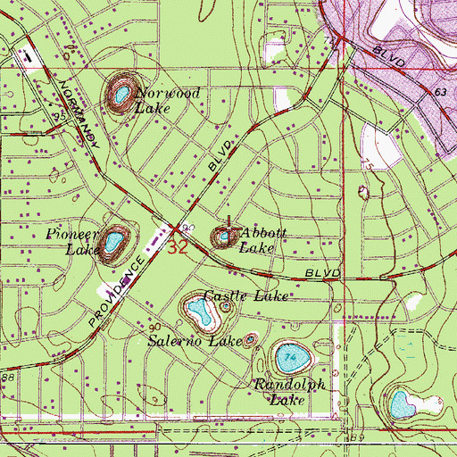Topographic Map of Abbott Lake, FL