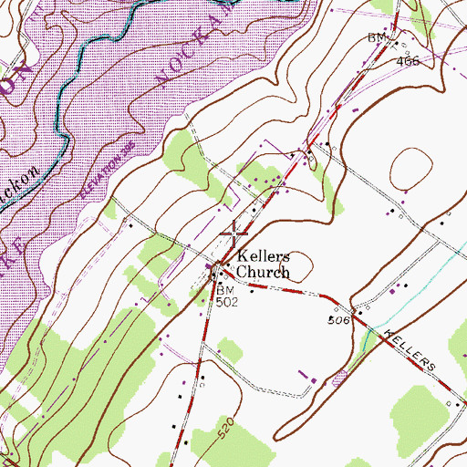 Topographic Map of Kellers Church Union Cemetery, PA