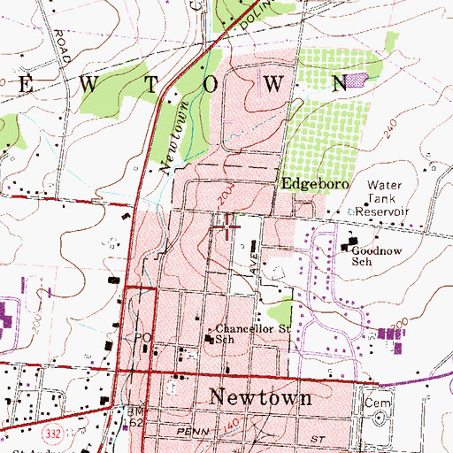 Topographic Map of Lighthouse Hill Cemetery, PA