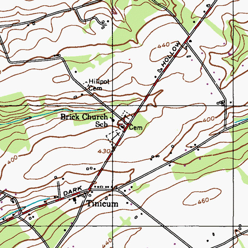Topographic Map of Lower Tinicum Union Cemetery, PA