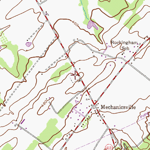 Topographic Map of Mechanicsville Cemetery, PA