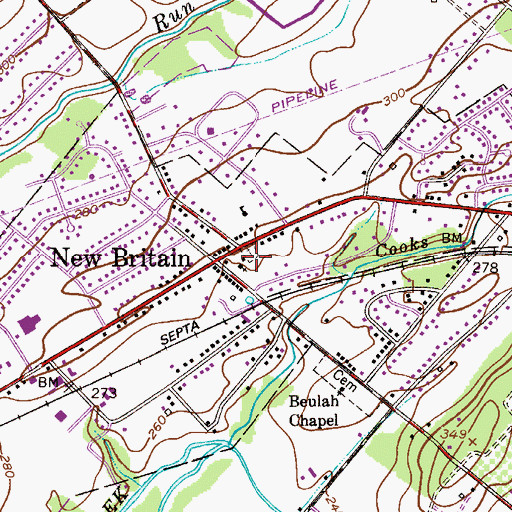 Topographic Map of New Britain Baptist Church Cemetery, PA
