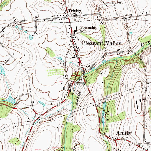 Topographic Map of Pleasant Valley Evangelical Cemetery, PA