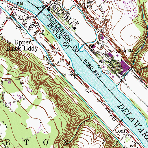 Topographic Map of Pursell Burying Ground, PA