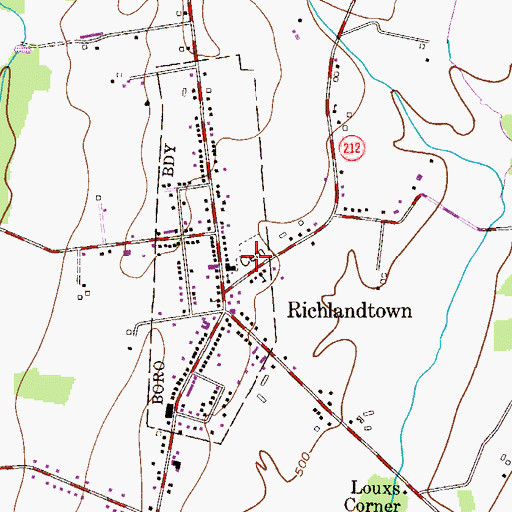 Topographic Map of Richlandtown Union Cemetery, PA