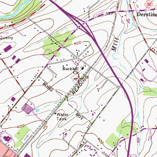 Topographic Map of Rockhill Mennonite Church Cemetery, PA