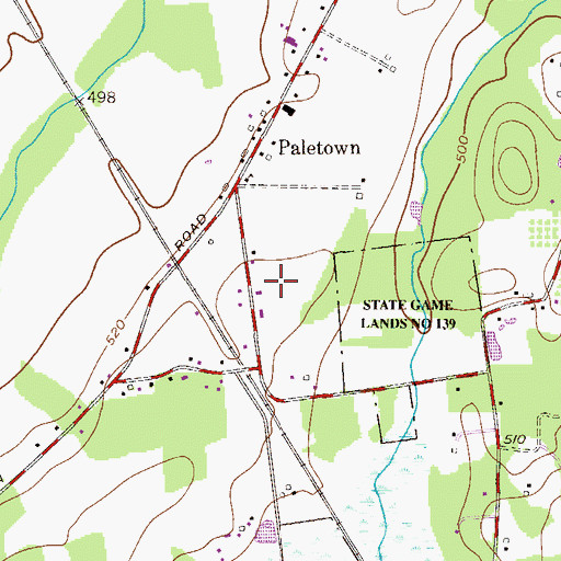 Topographic Map of Rocky Ridge Mennonite Cemetery, PA