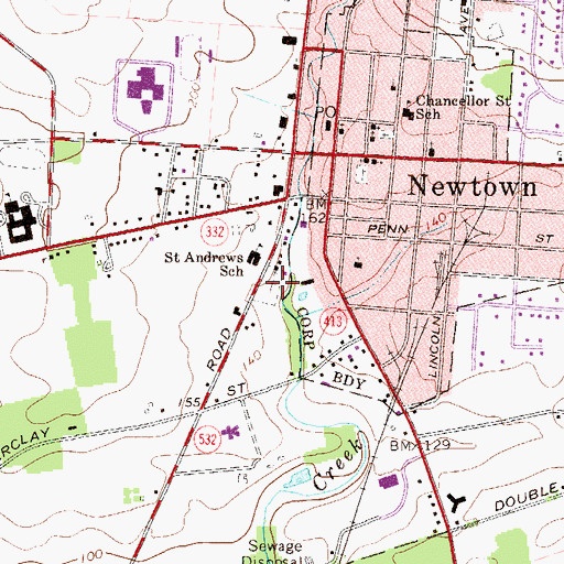 Topographic Map of Saint Andrews Catholic Church Cemetery, PA