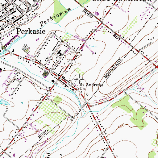 Topographic Map of Saint Andrews Union Cemetery, PA
