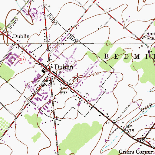Topographic Map of Saint Luke's United Church of Christ Cemetery, PA