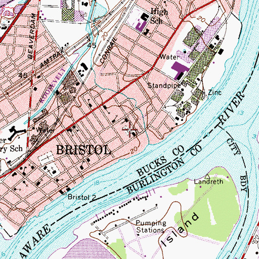 Topographic Map of Saint Marks Roman Catholic Churchyard, PA