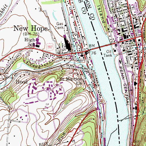 Topographic Map of Saint Martin Cemetery, PA