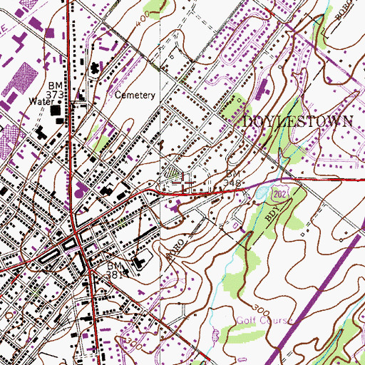 Topographic Map of Saint Marys Cemetery, PA