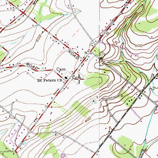 Topographic Map of Saint Peters Union Cemetery, PA