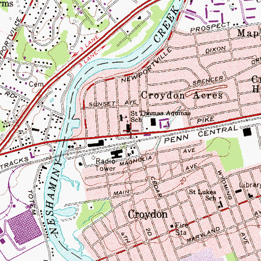 Topographic Map of Saint Thomas Aquinas Church, PA