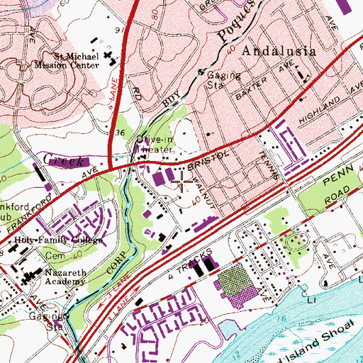 Topographic Map of Saint Valentines Cemetery, PA