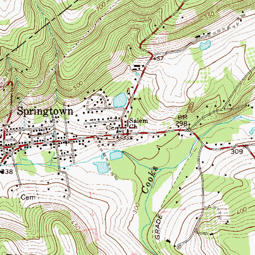 Topographic Map of Salem Evangelical Cemetery, PA