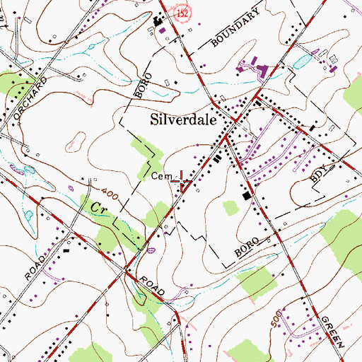 Topographic Map of Silverdale Brethren in Christ Cemetery, PA