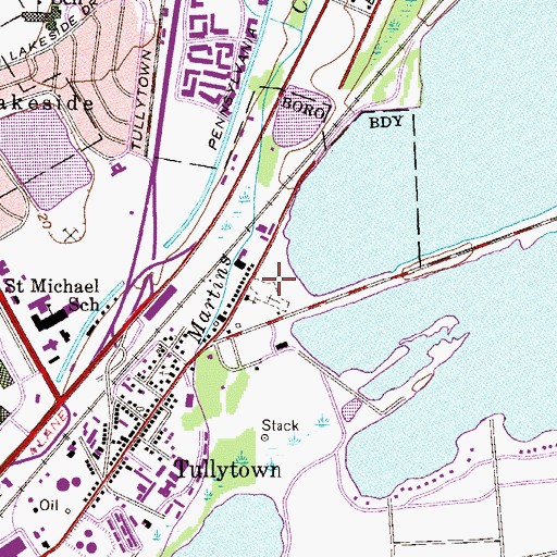 Topographic Map of Tullytown Cemetery, PA