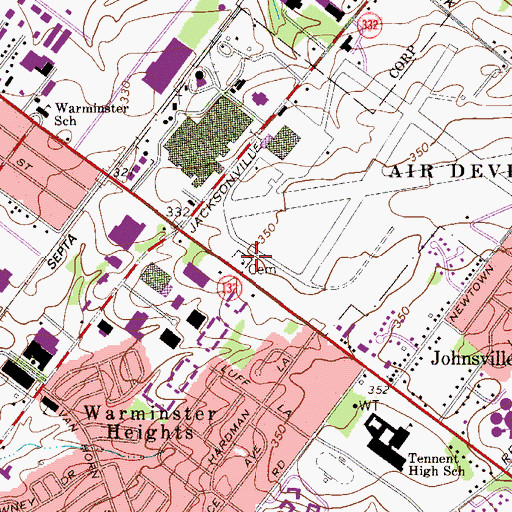 Topographic Map of Warminster Friends Cemetery, PA