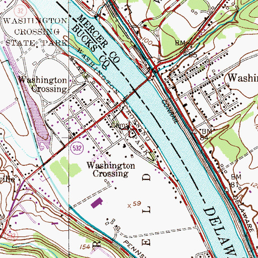 Topographic Map of Washington Crossing United Methodist Cemetery, PA