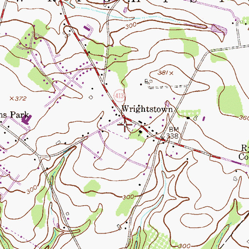Topographic Map of Wrightstown Friends Meeting Cemetery, PA