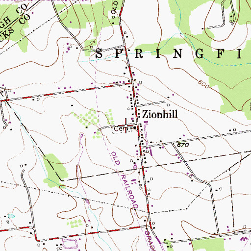 Topographic Map of Zion Evangelical Lutheran Church Cemetery, PA