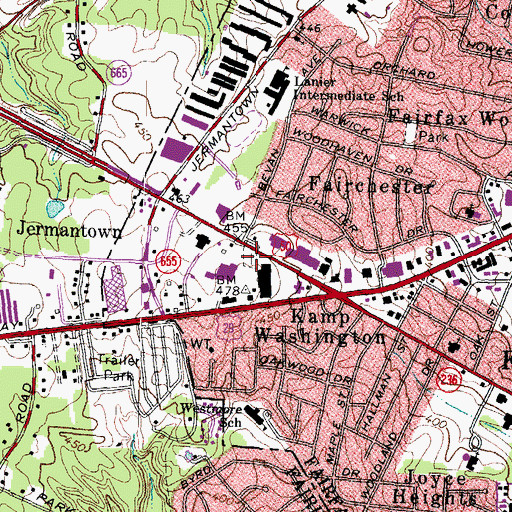 Topographic Map of Jermantown Cemetery, VA