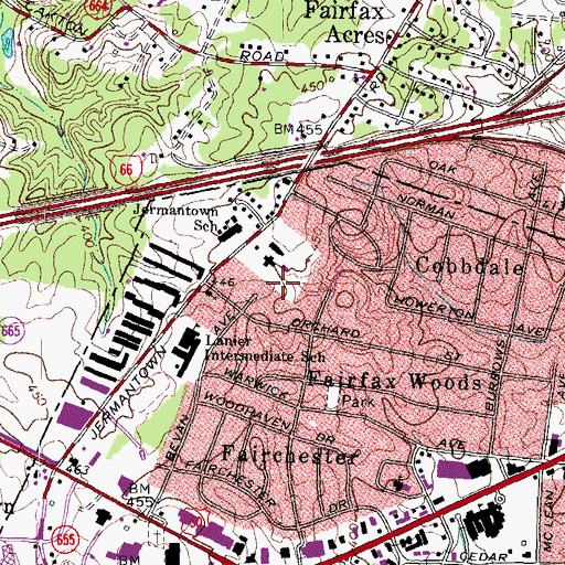 Topographic Map of Fairfax County Cemetery, VA
